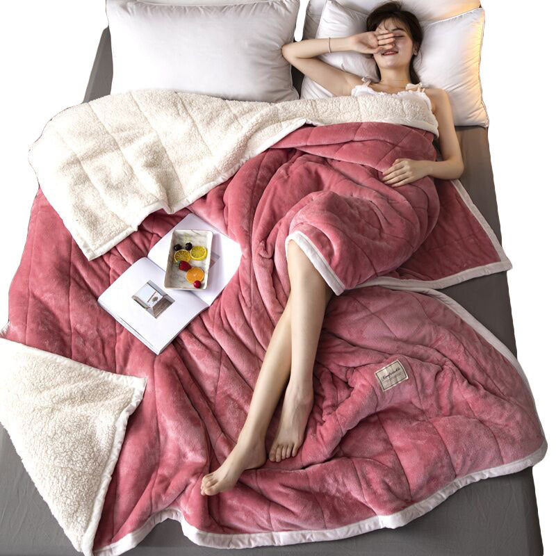 Fleece Blankets and Throws Thick Warm Winter Blankets Home Super Soft Duvet Luxury Solid Blankets on Twin Bedding