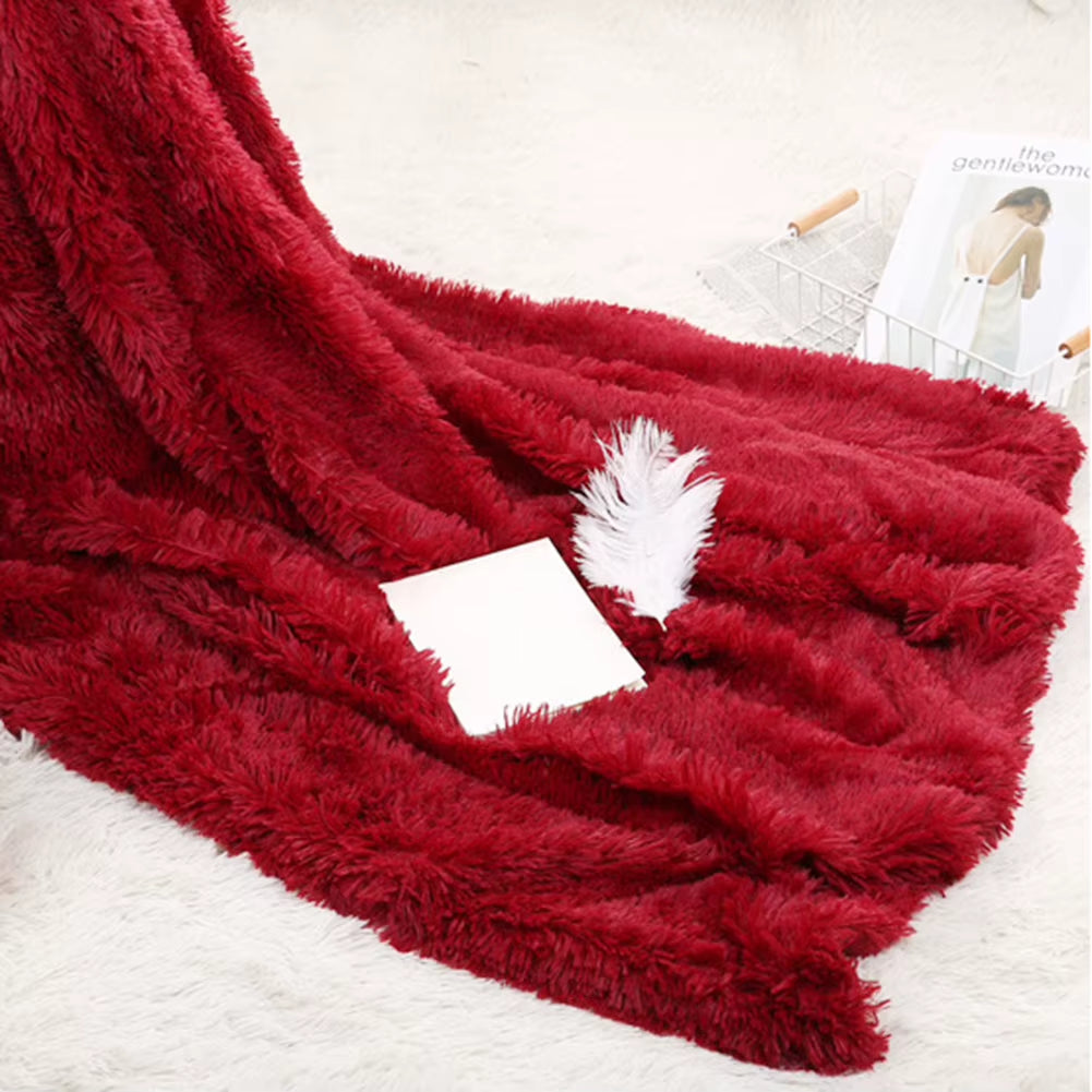 80X120Cm Soft Blanket Fluffy Shaggy Warm Bed Sofa Bedspread Bedding Sheet Throw Blanket Solid Color Blanket Comfortable Bedding