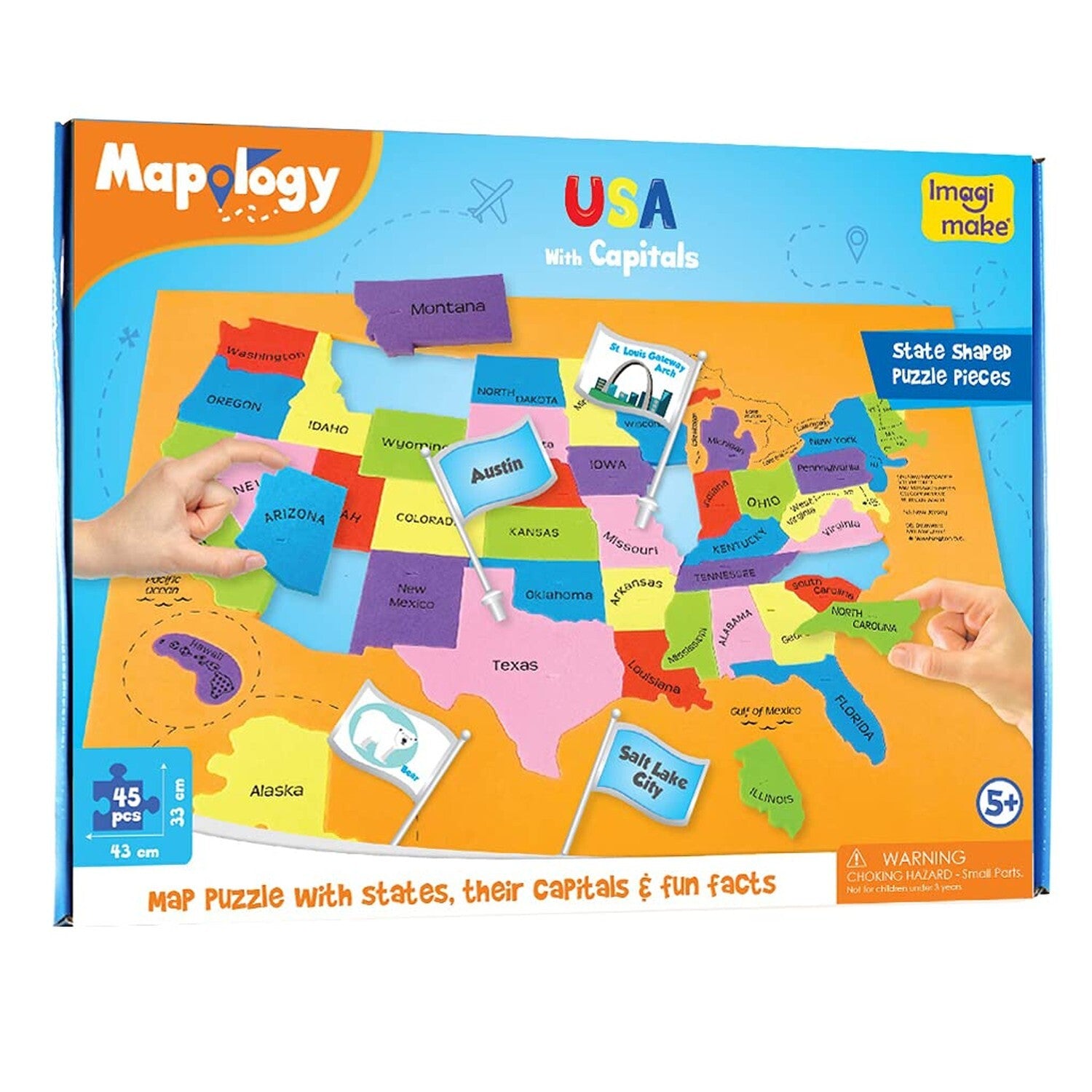 Imagimake: Mapology USA with Capitals- Learn USA States along with Their Capi...