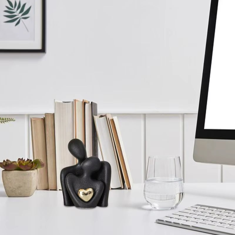 Nordic Decorative Abstract Couple Statue Modern Decoration Home Sculpture Ceramic Figure Figurines Living Room Crafts Ornaments