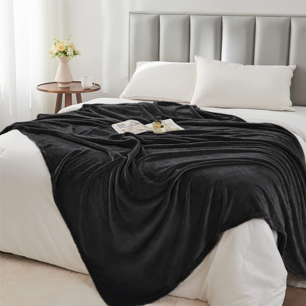 BEDELITE Fleece Blankets King Size Black Throw Blankets for Bed & Couch,Plush