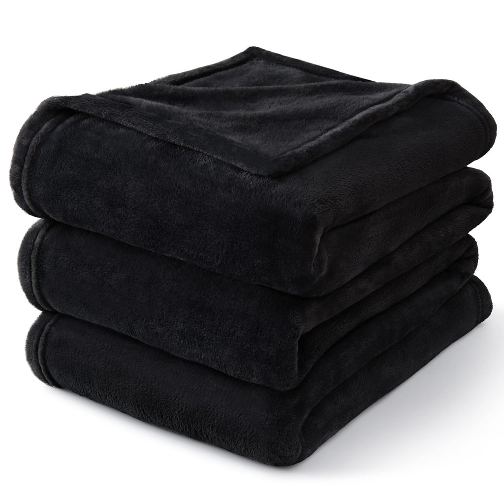 BEDELITE Fleece Blankets King Size Black Throw Blankets for Bed & Couch,Plush