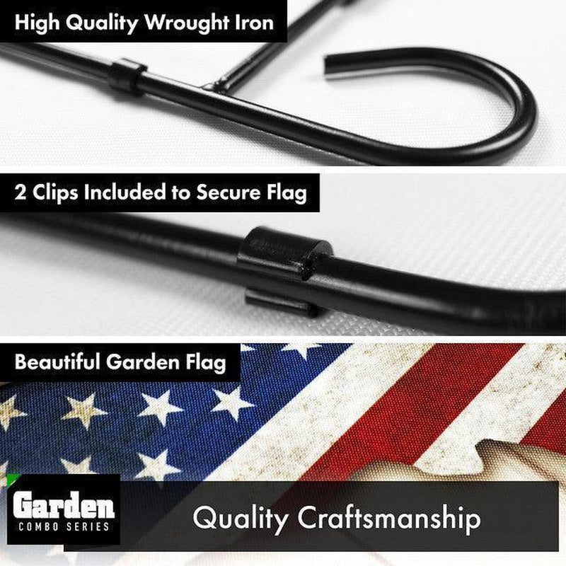Combo Pack Garden Flag Stand Black 36X16 Inch Garden Flag 12X18 Inch God Bless