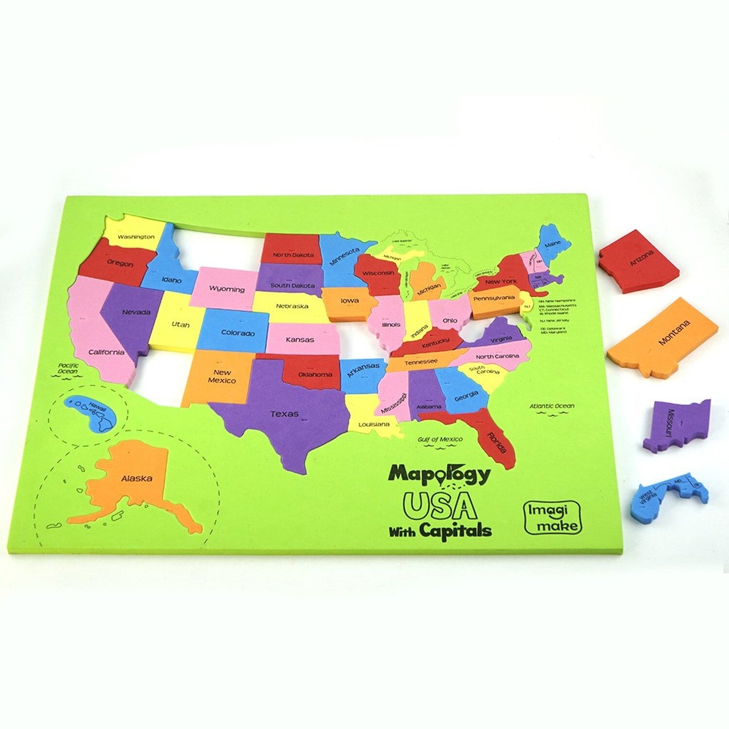 Imagimake: Mapology USA with Capitals- Learn USA States along with Their Capi...