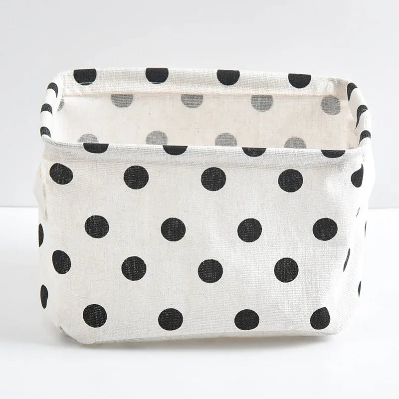 Toy Storage Fabric Foldable Storage Basket Cotton and Hemp Desktop Storage Box Small Fresh Waterproof Storage Basket Storage Box