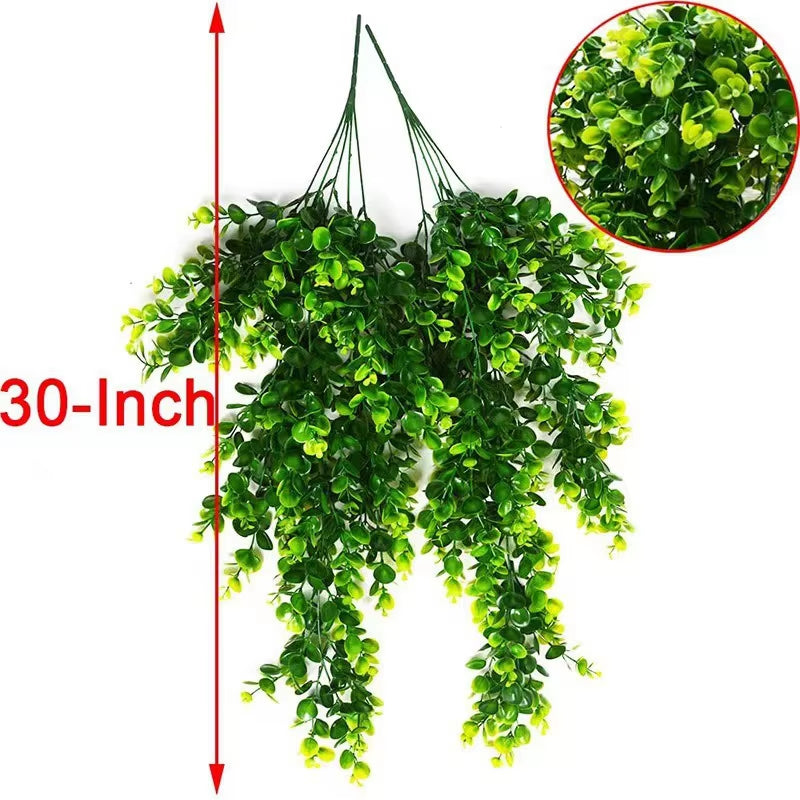 1Pcs Artificial 5Forks Rattan Eucalyptus Wall Hanging Simulation Greenery Fake Hanging Plants Vine Diy Home Outdoor Decor Plant