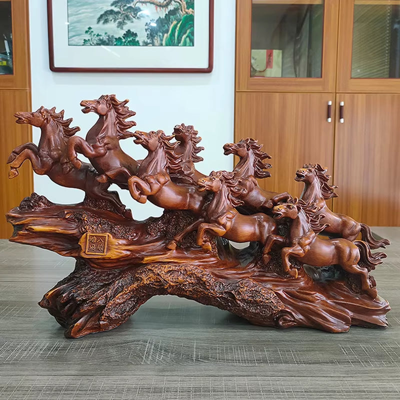 Home Decor Eight Horses to Attract Wealth Ornament Living Room Decoration Resin Crafts Office Desktop Decoration