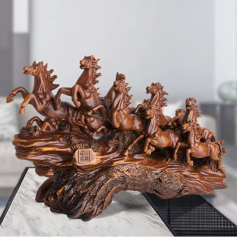 Home Decor Eight Horses to Attract Wealth Ornament Living Room Decoration Resin Crafts Office Desktop Decoration
