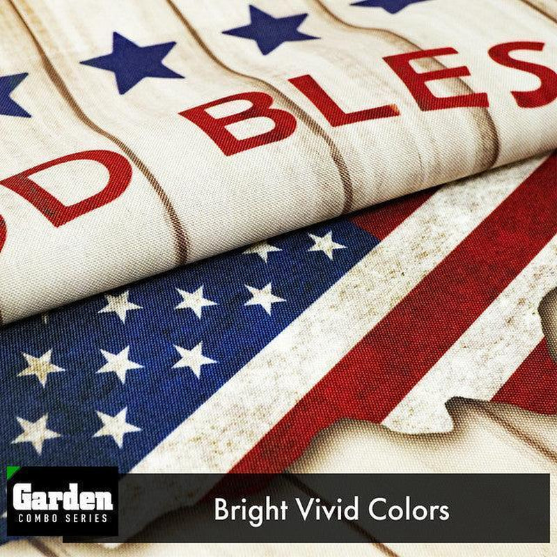 Combo Pack Garden Flag Stand Black 36X16 Inch Garden Flag 12X18 Inch God Bless