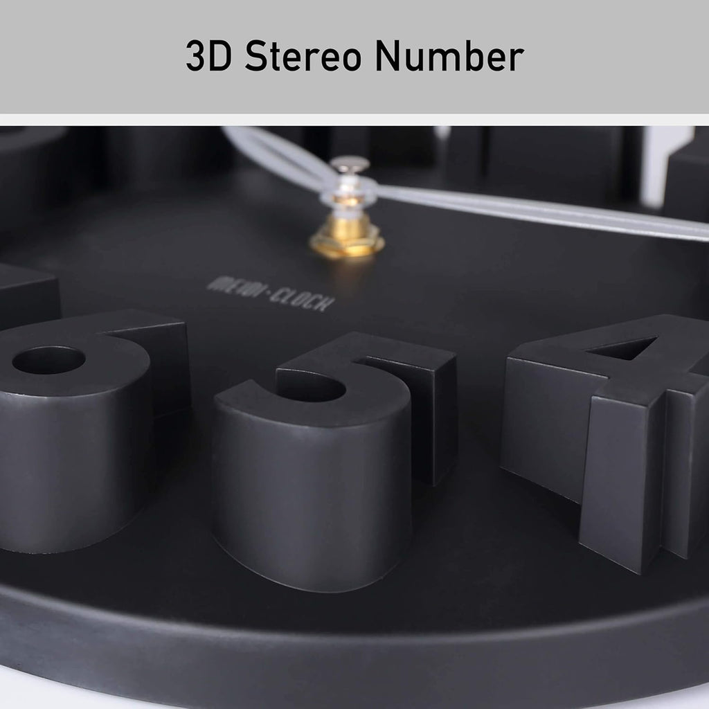 Modern Design Mickey Mouse Big Digit 3D Wall Clock Home Decor Decoration - Black