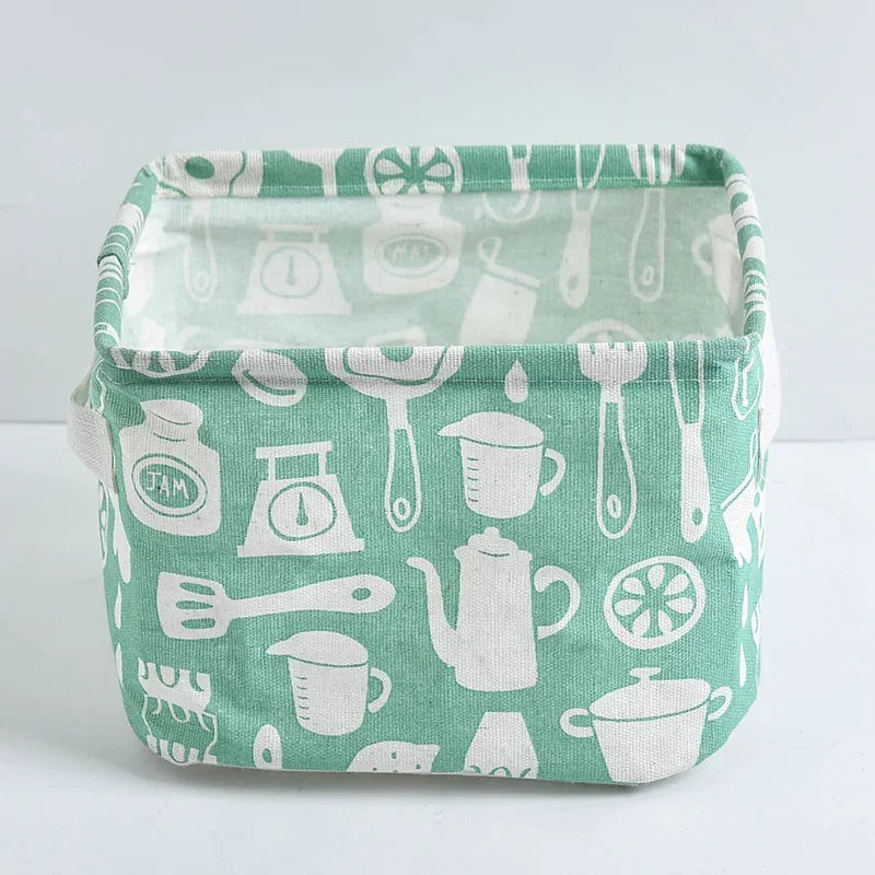 Toy Storage Fabric Foldable Storage Basket Cotton and Hemp Desktop Storage Box Small Fresh Waterproof Storage Basket Storage Box