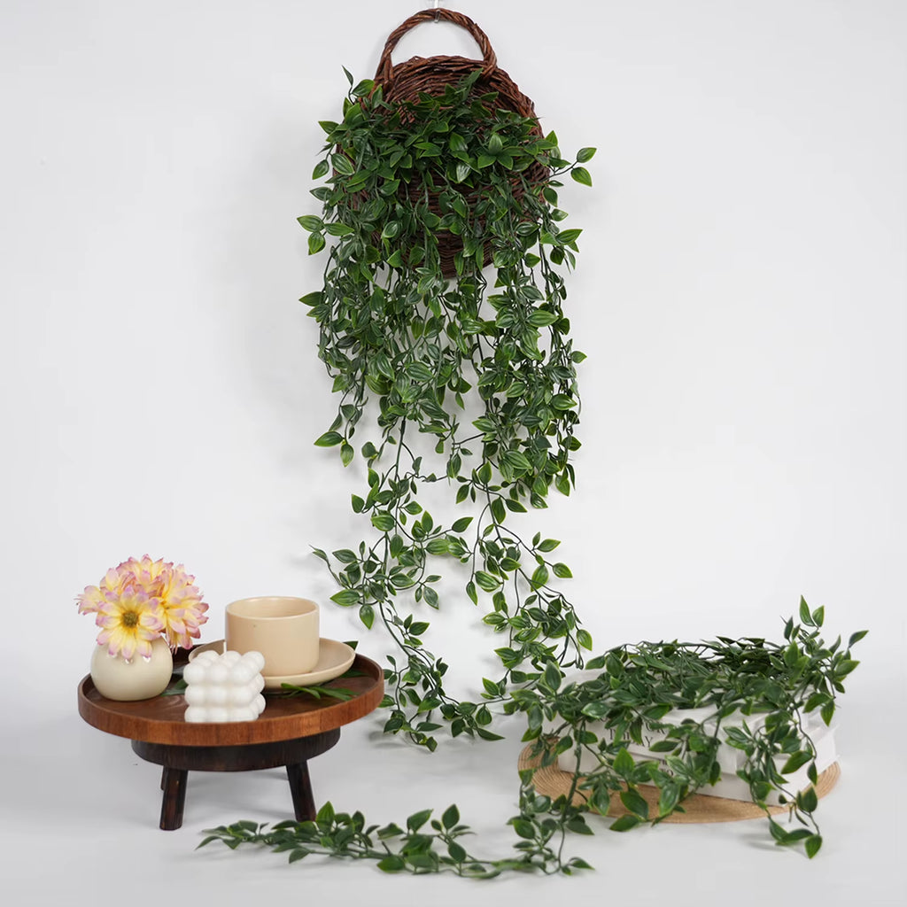 1Pc Artificial Hanging Plant Eucalyptus Rattan Potted Green Plant Suitable Mandala Vine for Room Wall Home Shelf Interior Decor