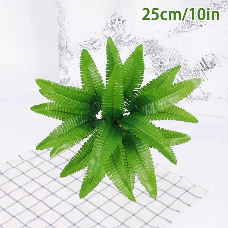 Lifelike Artificial Boston Fern Fake Plastic Plants Decorations UV Resistant for Outdoor Home Kitchen Decor Garden Decoration