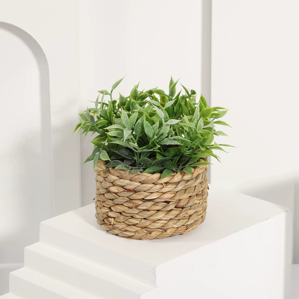 Green Artificial Plants Eucalyptus Grass Woven Small Potted Plants Grass Mound 11Cm PE Material Home Decoration