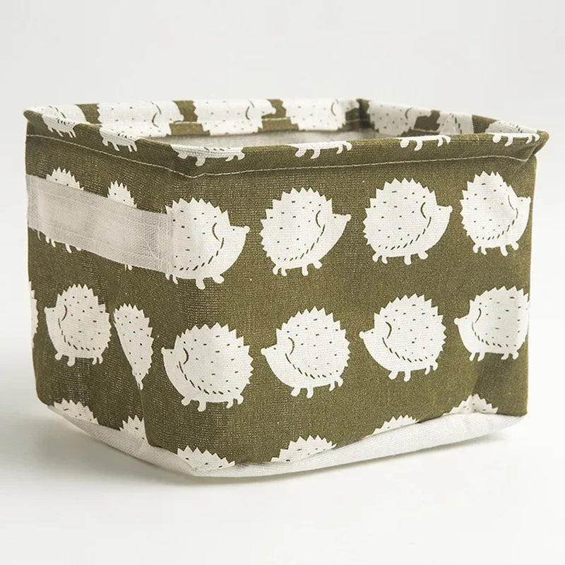 Toy Storage Fabric Foldable Storage Basket Cotton and Hemp Desktop Storage Box Small Fresh Waterproof Storage Basket Storage Box