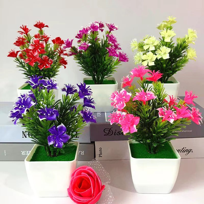 1Pc Artificial Plants Bonsai Small Flowers Pot Fake Plant Potted Ornaments for Home Room Table Decoration Hotel Garden Decor