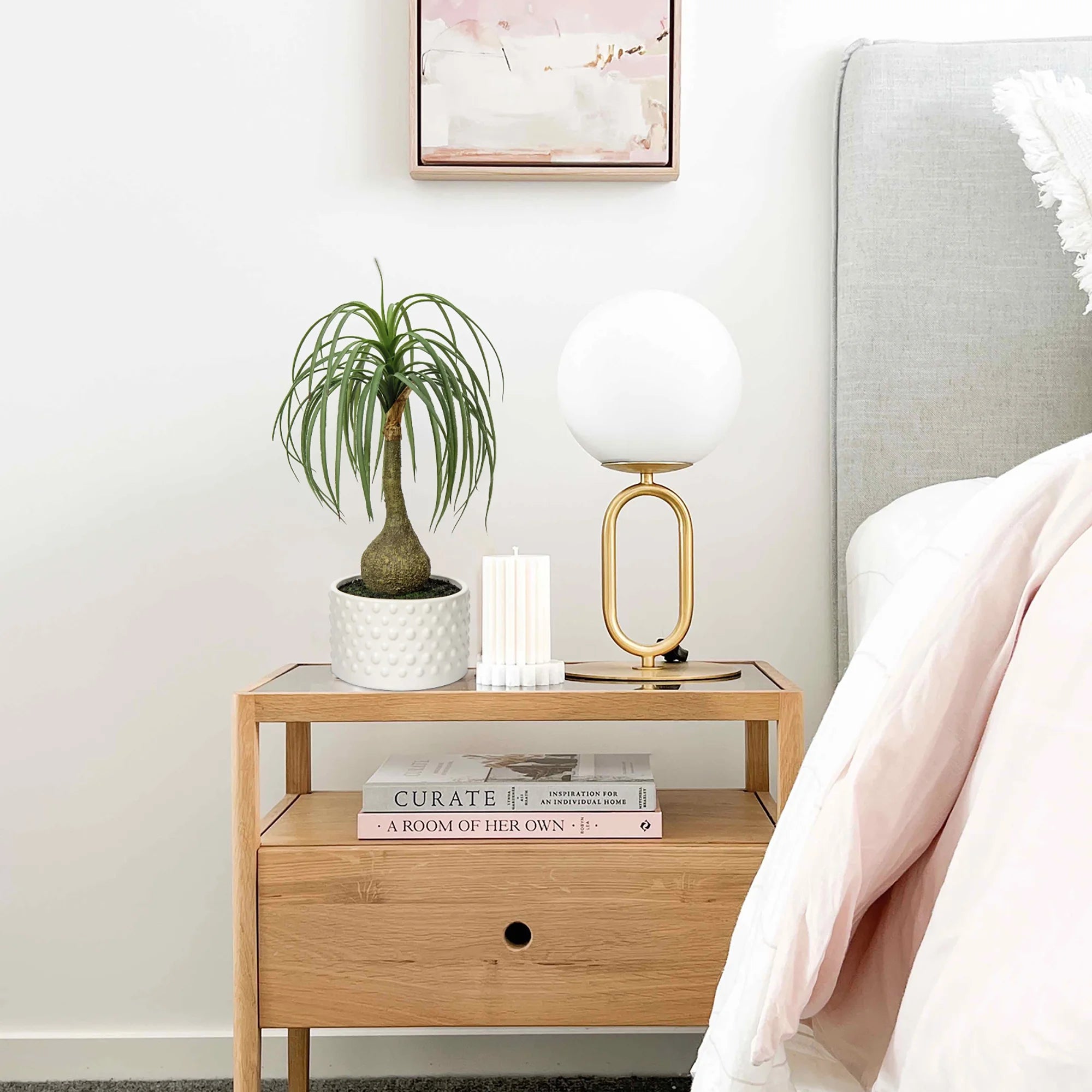 16" Fake Plants Artificial Potted Plants Artificial Ponytail Palm Plant in Pots Faux Bonsai Plants Home Decor