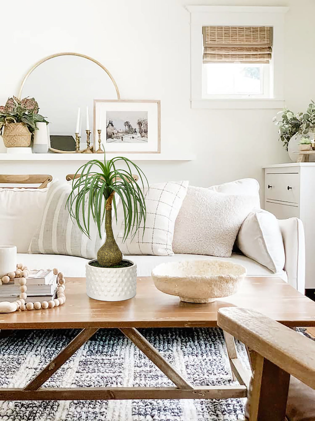 16" Fake Plants Artificial Potted Plants Artificial Ponytail Palm Plant in Pots Faux Bonsai Plants Home Decor