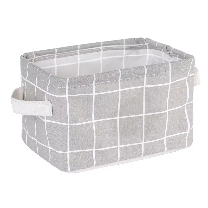 Toy Storage Fabric Foldable Storage Basket Cotton and Hemp Desktop Storage Box Small Fresh Waterproof Storage Basket Storage Box