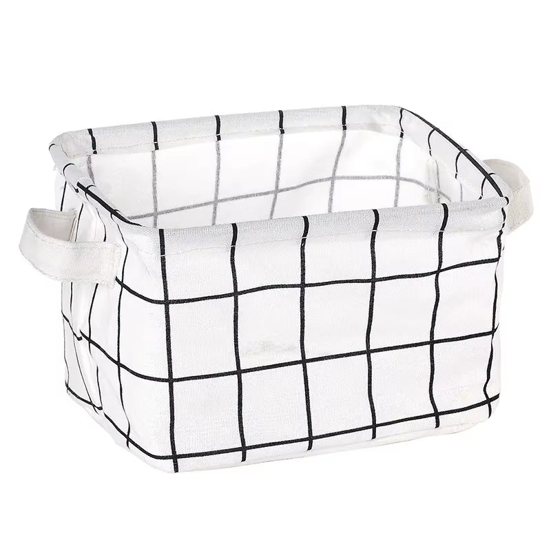 Toy Storage Fabric Foldable Storage Basket Cotton and Hemp Desktop Storage Box Small Fresh Waterproof Storage Basket Storage Box