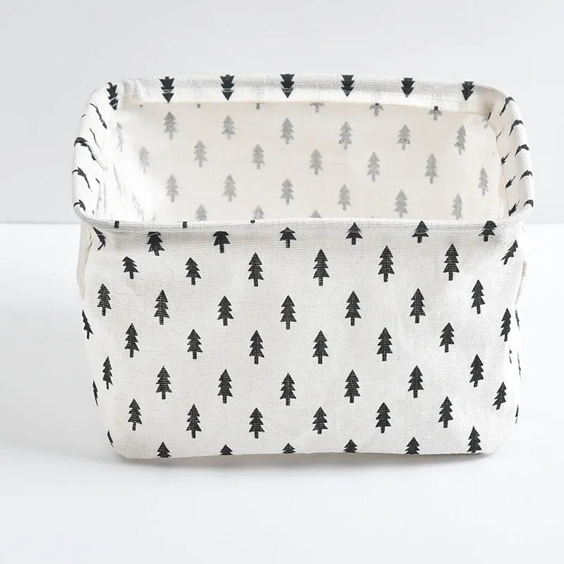 Toy Storage Fabric Foldable Storage Basket Cotton and Hemp Desktop Storage Box Small Fresh Waterproof Storage Basket Storage Box