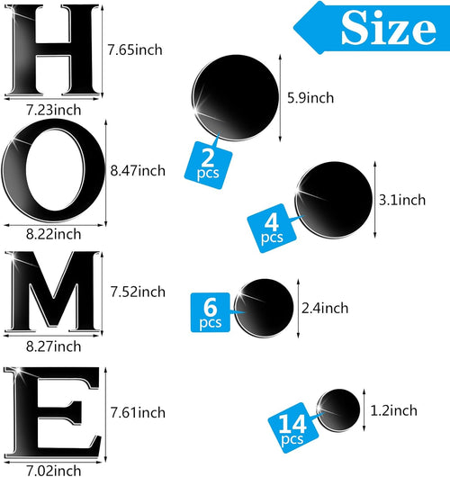 30 Pcs Living Room Wall Decor Home Mirror Wall Letter Signs Stickers DIY Acrylic Mirror Decals 3D Decorations for Home Bedroom Living Room Removable(Black)