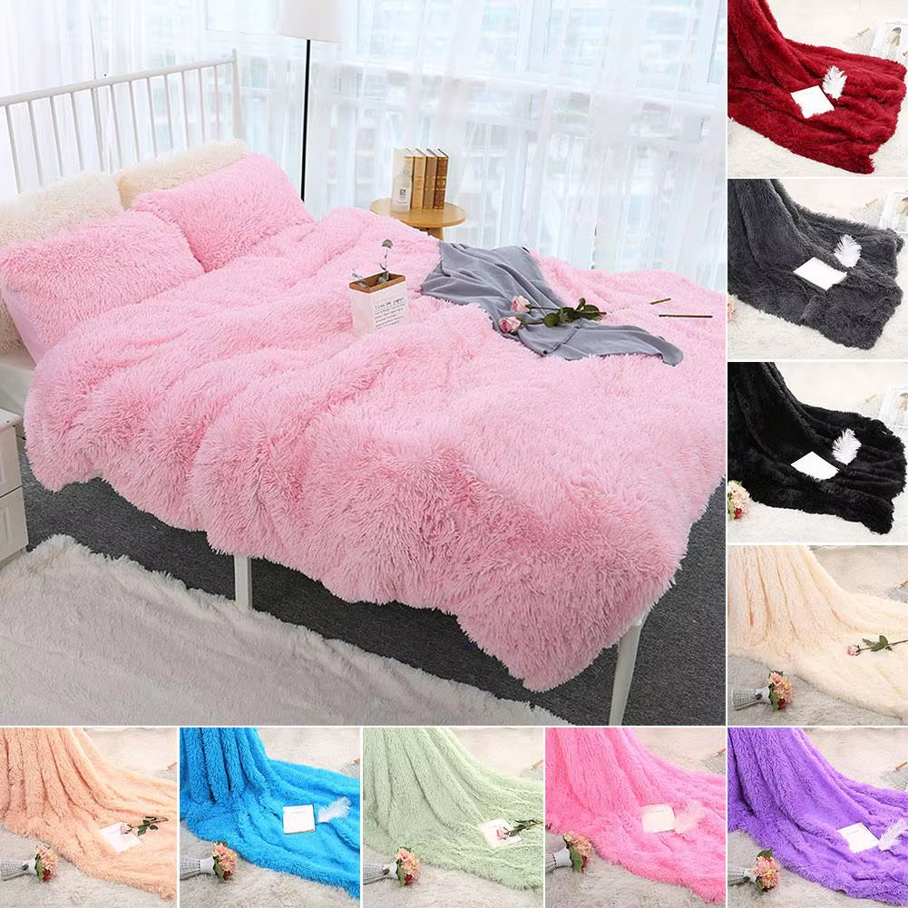 80X120Cm Soft Blanket Fluffy Shaggy Warm Bed Sofa Bedspread Bedding Sheet Throw Blanket Solid Color Blanket Comfortable Bedding