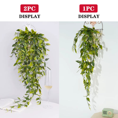 1Pc Artificial Hanging Plant Eucalyptus Rattan Potted Green Plant Suitable Mandala Vine for Room Wall Home Shelf Interior Decor