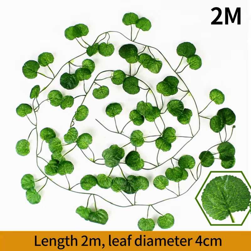 1/2M Rattan Artificial Green Leaves Artificial Plants Decoration Wedding Yard Vines Decorative Artificial Plants Simulated Leave