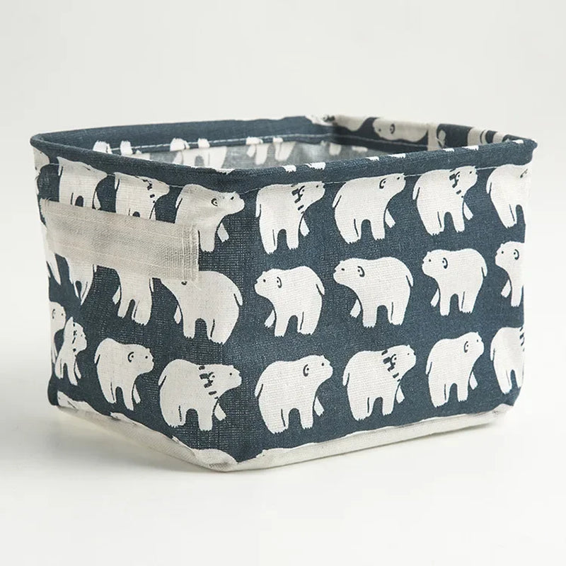 Toy Storage Fabric Foldable Storage Basket Cotton and Hemp Desktop Storage Box Small Fresh Waterproof Storage Basket Storage Box