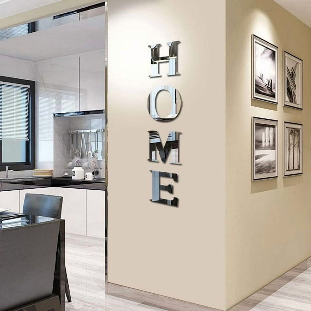 Home Sign Letters Decorative, Family Mirror Wall Decor for Living Room Bedroom Kitchen the Home Art Set of 4 Large 46X10 Inch
