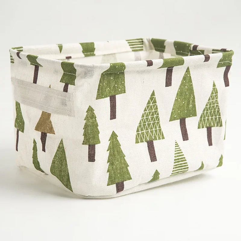 Toy Storage Fabric Foldable Storage Basket Cotton and Hemp Desktop Storage Box Small Fresh Waterproof Storage Basket Storage Box