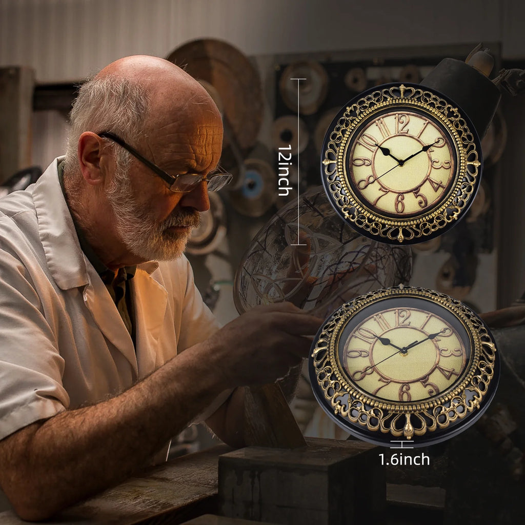 Wall Clock for Living Room Decor Battery Operated,12 Inches round Silent Non Ticking Clock for Kitchen Home Office