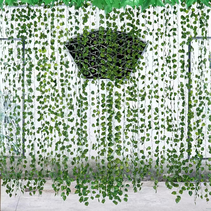 1/2M Rattan Artificial Green Leaves Artificial Plants Decoration Wedding Yard Vines Decorative Artificial Plants Simulated Leave