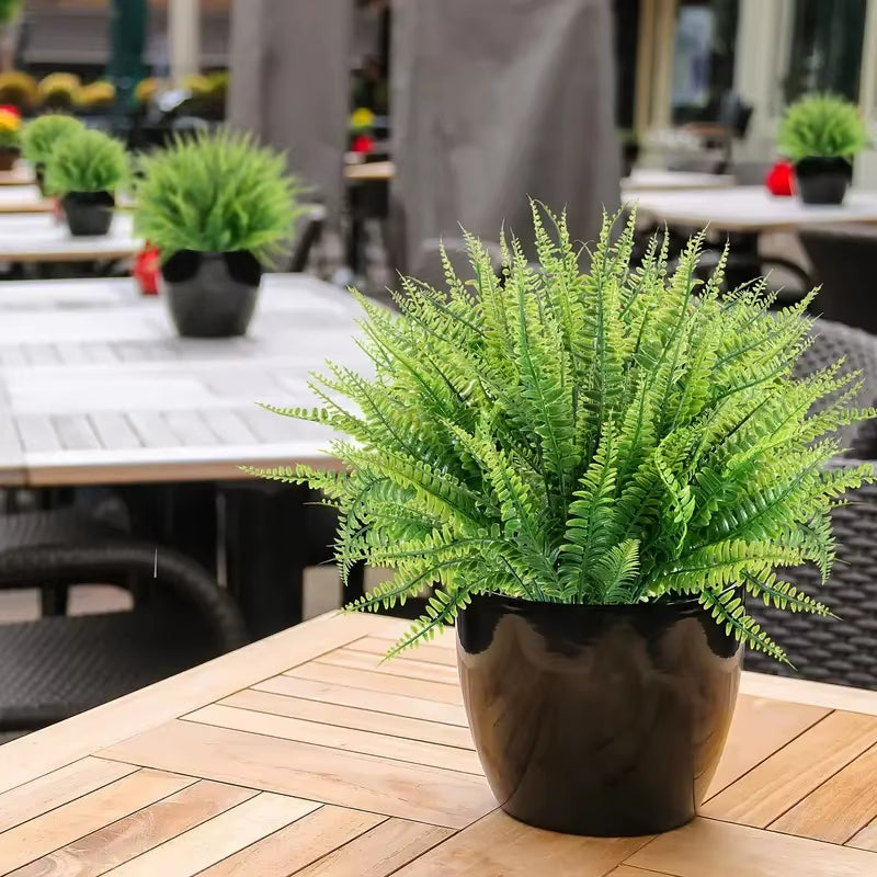 10Pcs Artificial Plants Boston Ferns Fake Plants Greenery Artificial Plant Outdoor Indoor Home Garden Spring Summer Decoration