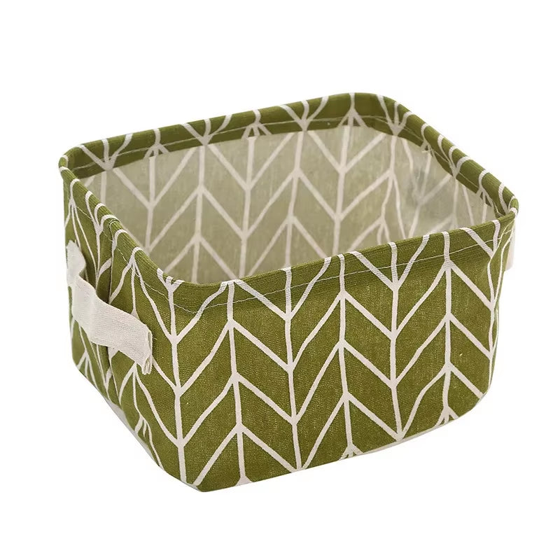 Toy Storage Fabric Foldable Storage Basket Cotton and Hemp Desktop Storage Box Small Fresh Waterproof Storage Basket Storage Box