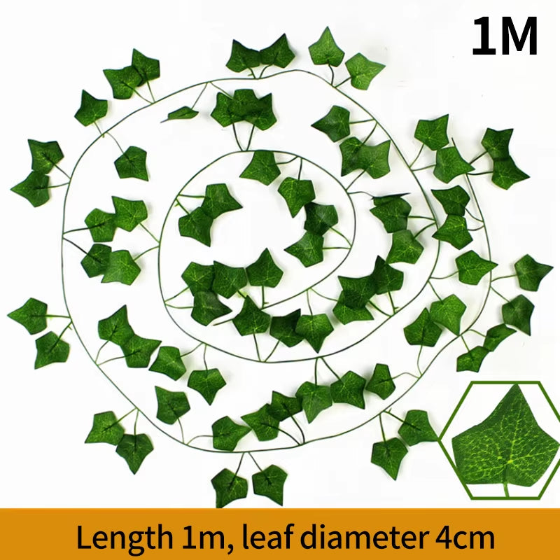 1/2M Rattan Artificial Green Leaves Artificial Plants Decoration Wedding Yard Vines Decorative Artificial Plants Simulated Leave