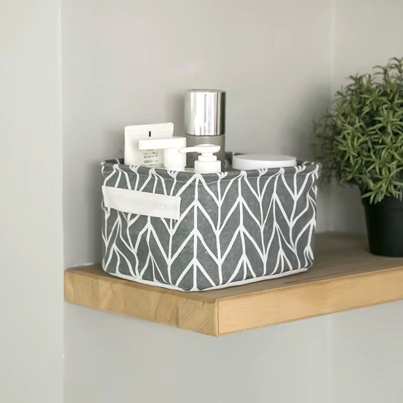 Toy Storage Fabric Foldable Storage Basket Cotton and Hemp Desktop Storage Box Small Fresh Waterproof Storage Basket Storage Box