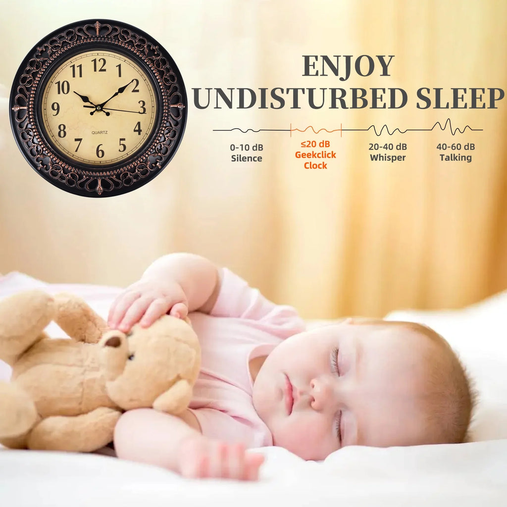 Wall Clock for Living Room Decor Battery Operated,12 Inches round Silent Non Ticking Clock for Kitchen Home Office