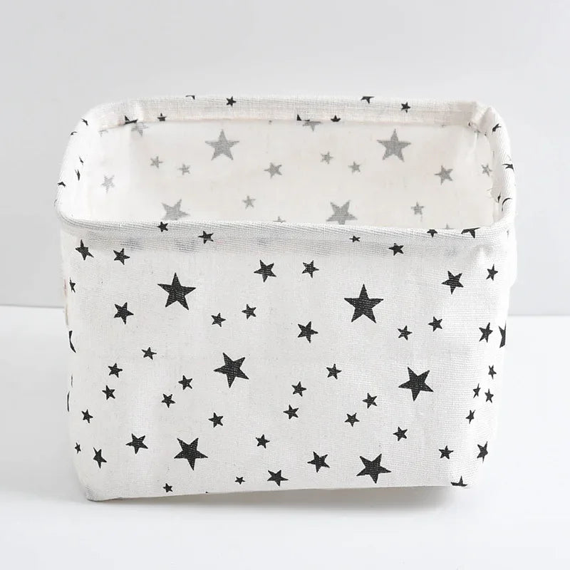 Toy Storage Fabric Foldable Storage Basket Cotton and Hemp Desktop Storage Box Small Fresh Waterproof Storage Basket Storage Box