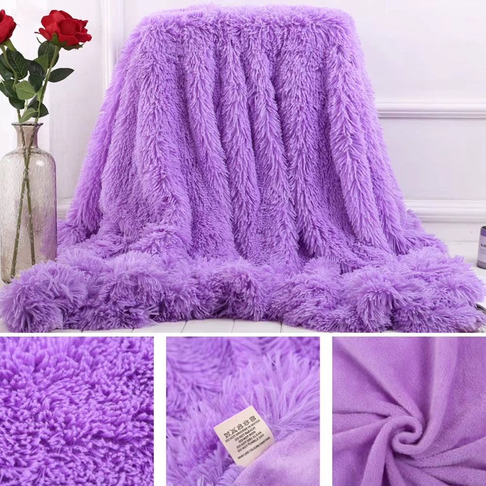 80X120Cm Soft Blanket Fluffy Shaggy Warm Bed Sofa Bedspread Bedding Sheet Throw Blanket Solid Color Blanket Comfortable Bedding
