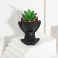 Artificial Aloe Potted Plant Black Miniature Character Pot Fake Potted Plant Wholesale PE Material Home Decoration