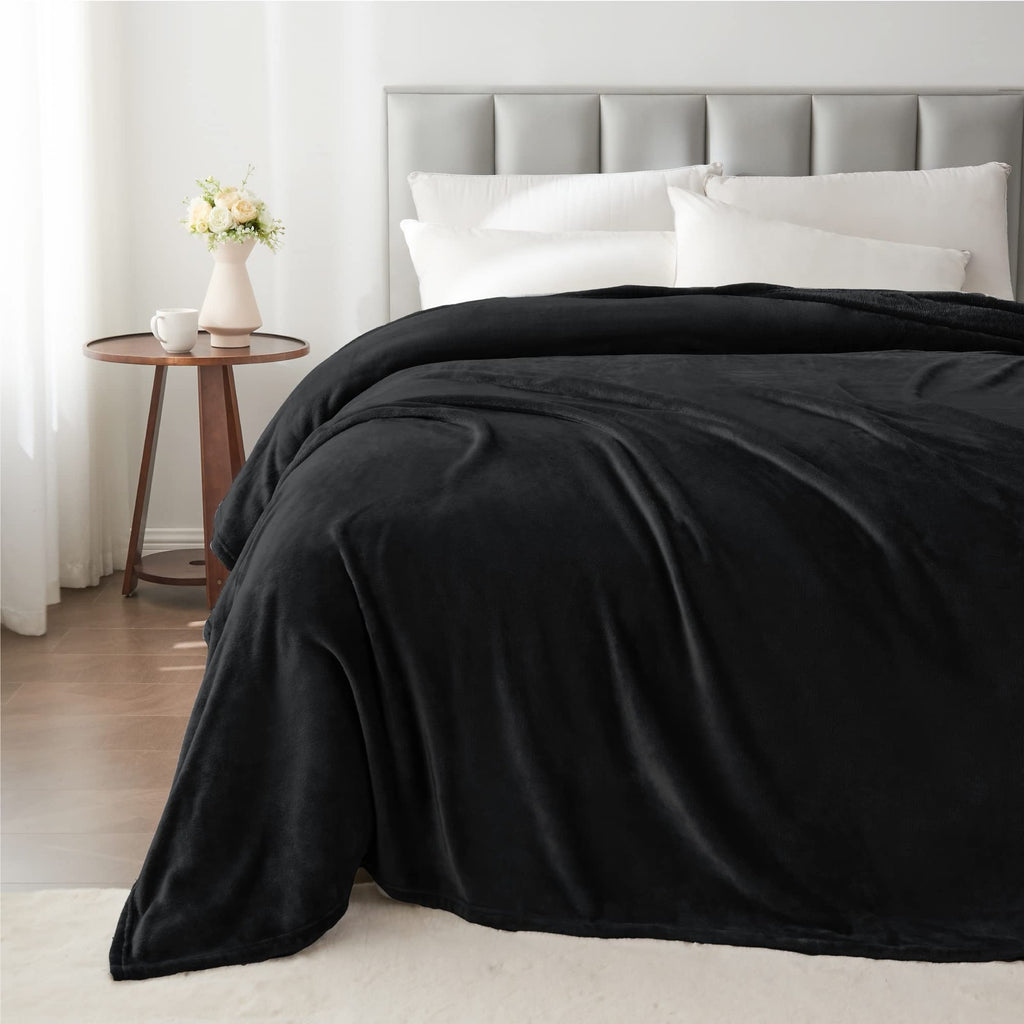 BEDELITE Fleece Blankets King Size Black Throw Blankets for Bed & Couch,Plush