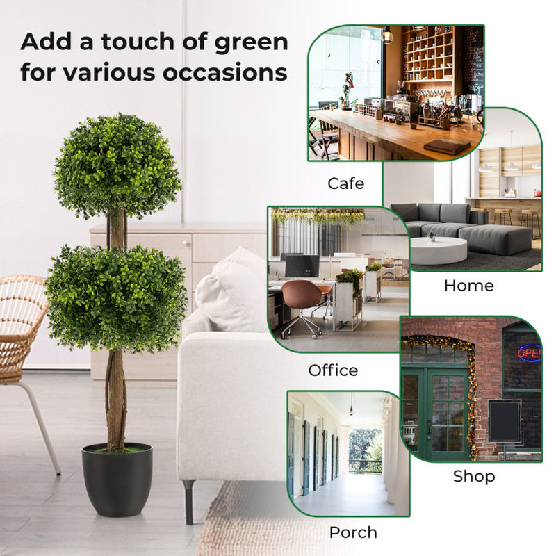 40 Inch Artificial Boxwood Topiary Ball Tree for Front Porch Patio Home