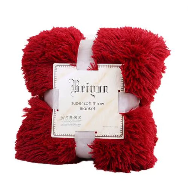 80X120Cm Soft Blanket Fluffy Shaggy Warm Bed Sofa Bedspread Bedding Sheet Throw Blanket Solid Color Blanket Comfortable Bedding