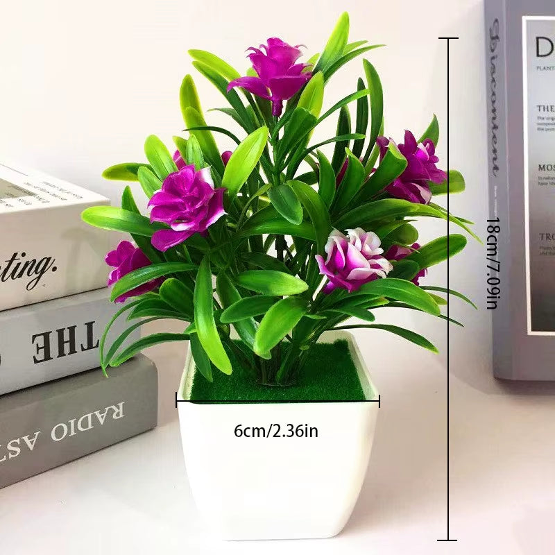 1Pc Artificial Plants Bonsai Small Flowers Pot Fake Plant Potted Ornaments for Home Room Table Decoration Hotel Garden Decor