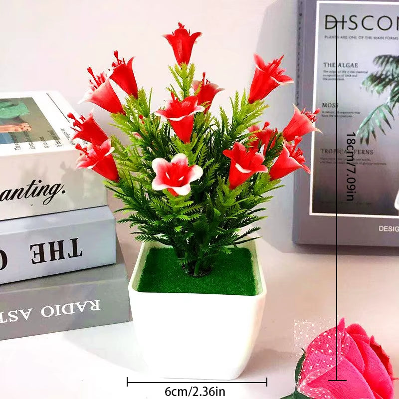 1Pc Artificial Plants Bonsai Small Flowers Pot Fake Plant Potted Ornaments for Home Room Table Decoration Hotel Garden Decor